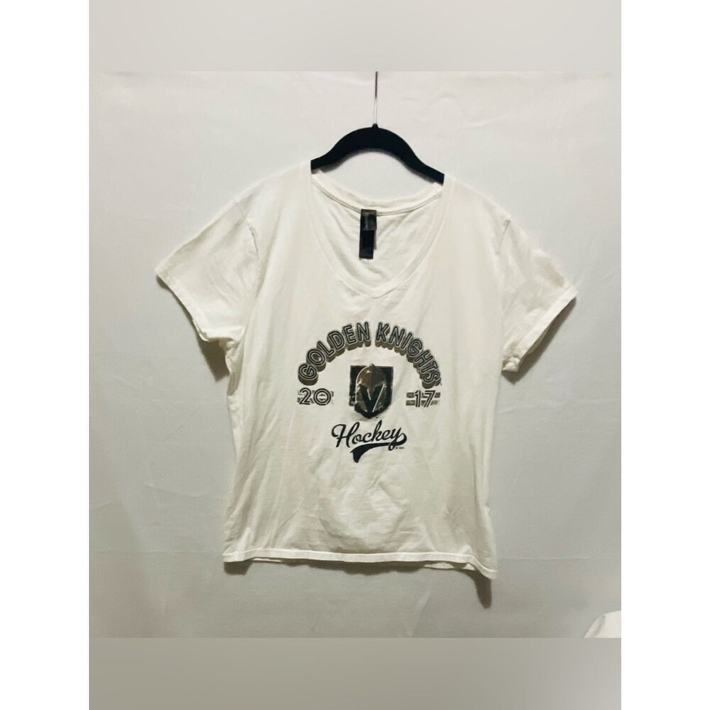 Hanes Vegas Golden Knights NHL 2017 Inaugural Season V-Neck T-Shirt White Large